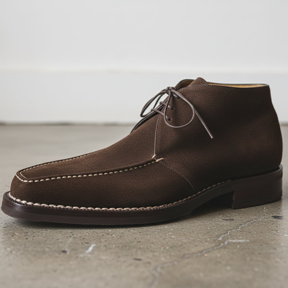 Handcrafted Men's Brown Suede Chukka Boots
