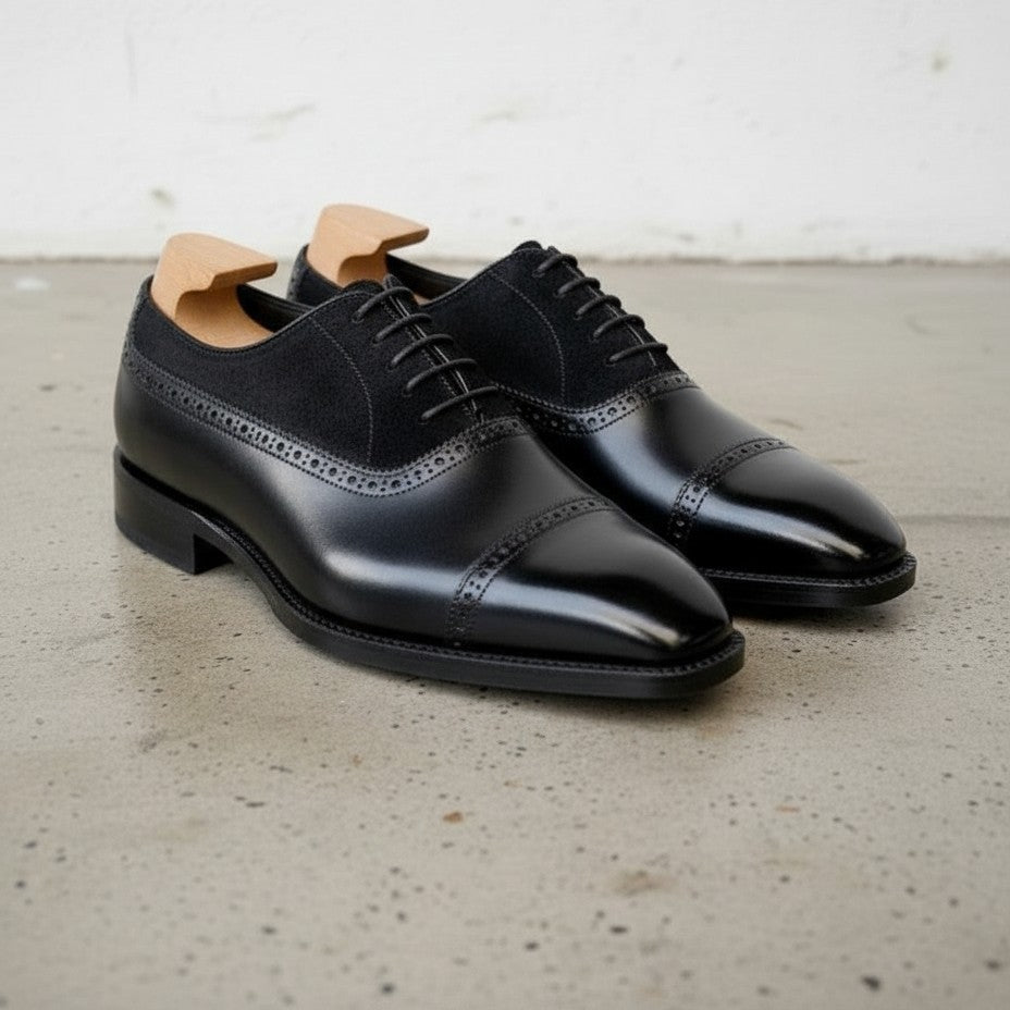 Handmade Mens Suede and Leather Shoes Men Leather Oxford Shoes, Men Shoes