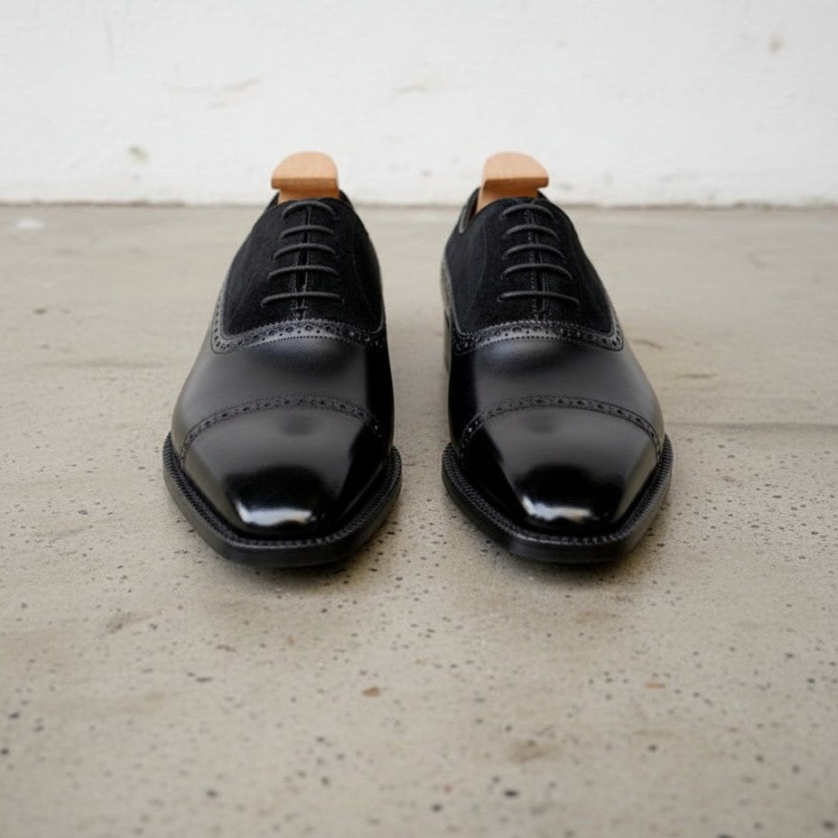 Handmade Mens Suede and Leather Shoes Men Leather Oxford Shoes, Men Shoes