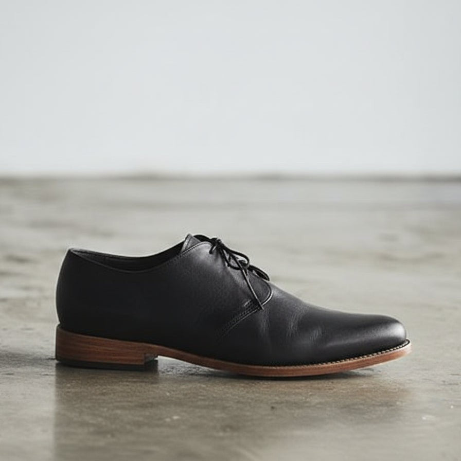Handcrafted Tan Black Leather Dress Shoes for Men