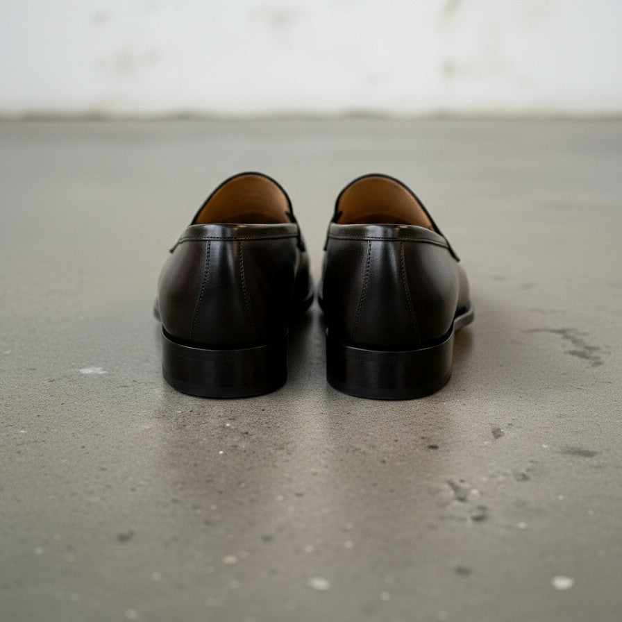 Men's Handmade Black Leather Slip-on Loafers