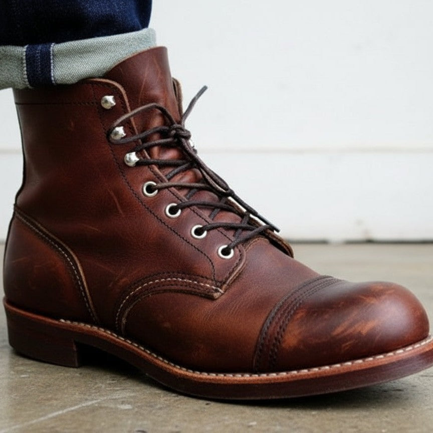 Handmade Men's Brown Leather Ankle Boots