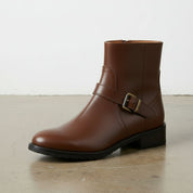 Women's Handmade Brown Artisan Moto- Harness Leather Ankle Boots