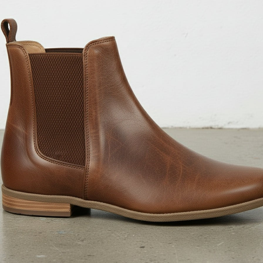 Women's Handmade Brown Leather Chelsea Boots