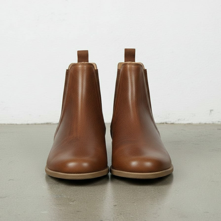 Women's Handmade Brown Leather Chelsea Boots