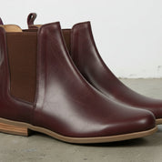 Women's Handmade Burgundy Leather Chelsea Boots