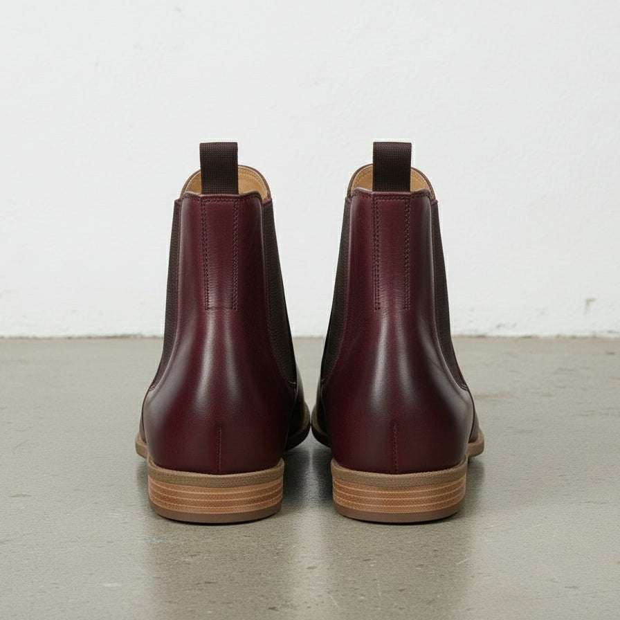 Women's Handmade Burgundy Leather Chelsea Boots