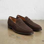 Handmade Men Brown Suede Leather Moccasins Loafer Slip-On Shoes