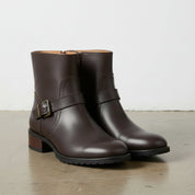 Women's Handmade Dark-Brown Artisan Moto- Harness Leather Ankle Boots
