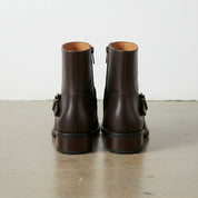 Women's Handmade Dark-Brown Artisan Moto- Harness Leather Ankle Boots