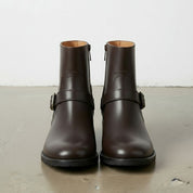 Women's Handmade Dark-Brown Artisan Moto- Harness Leather Ankle Boots