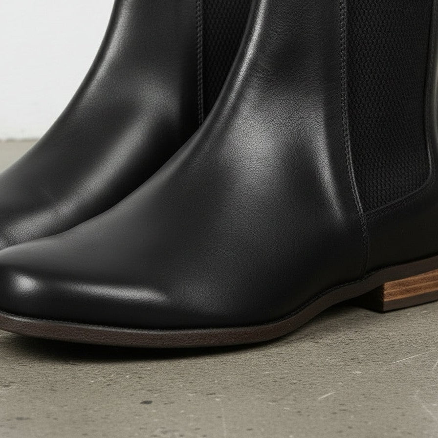 Women's Handmade Black Leather Chelsea Boots