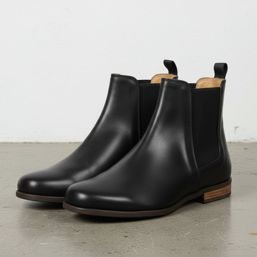 Women's Handmade Black Leather Chelsea Boots