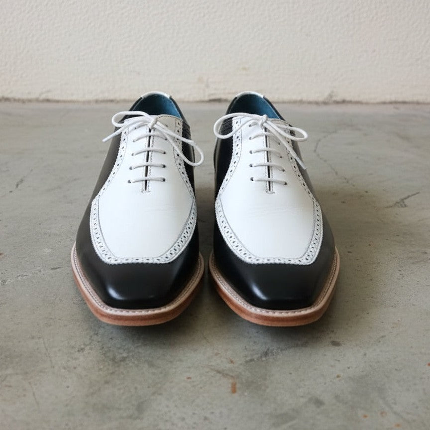 Handmade Two Tone Formal Spectator Shoes, Dress Shoes For Men