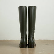 Women’s Handmade Leather Riding Boots – Dark Green Knee-High Design
