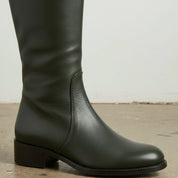 Women’s Handmade Leather Riding Boots – Dark Green Knee-High Design