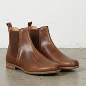 Women's Cognac Brown Leather Chelsea Boots
