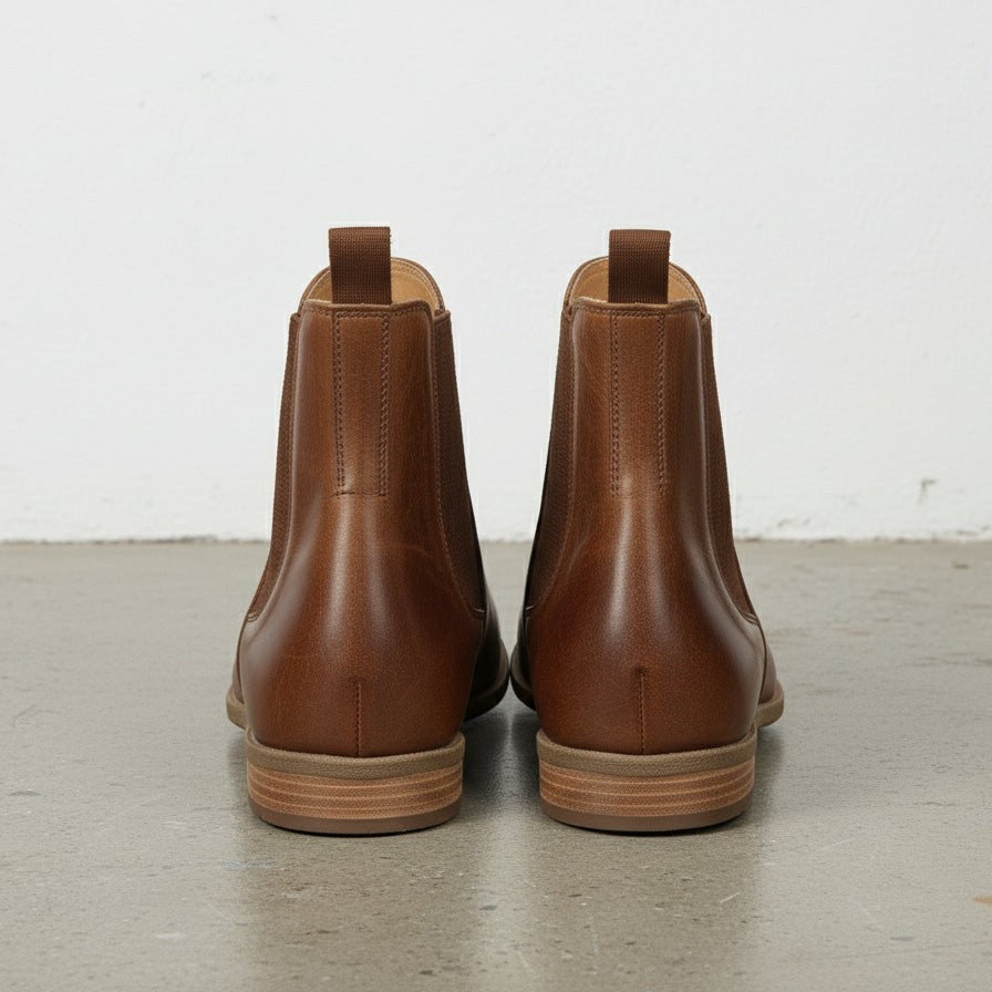 Women's Cognac Brown Leather Chelsea Boots
