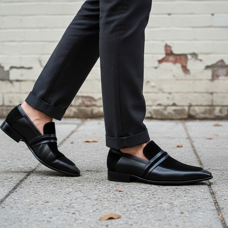 Handmade Mens Leather Shoes, Men Formal Slip on Leather Moccasin Dress Shoe