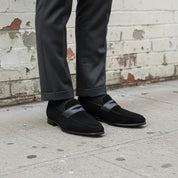 Men Formal Black Leather Shoes, Black Suede Moccasins Shoes
