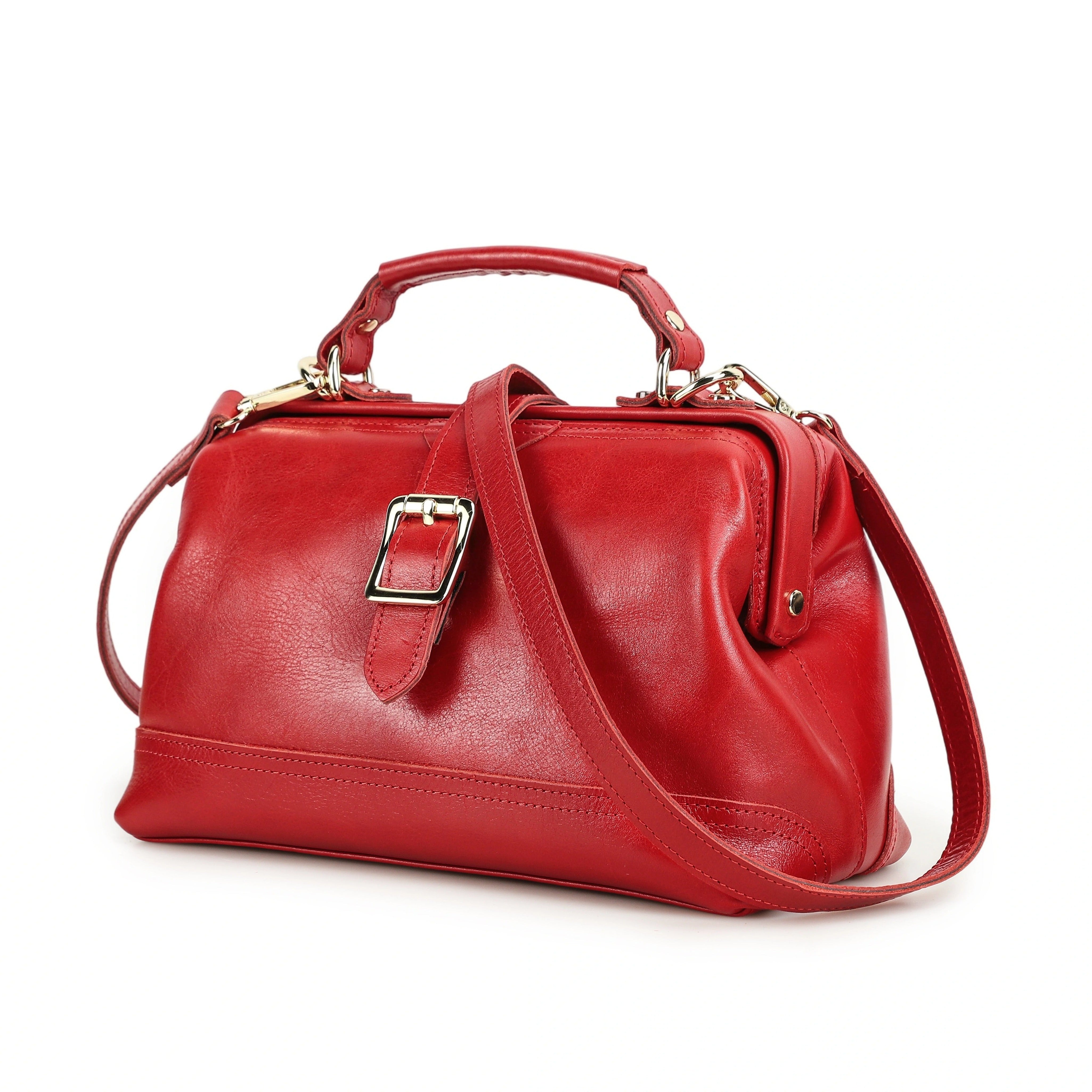 Women's Vintage Adjustable Strap Full-Grain Leather Crossbody Bag