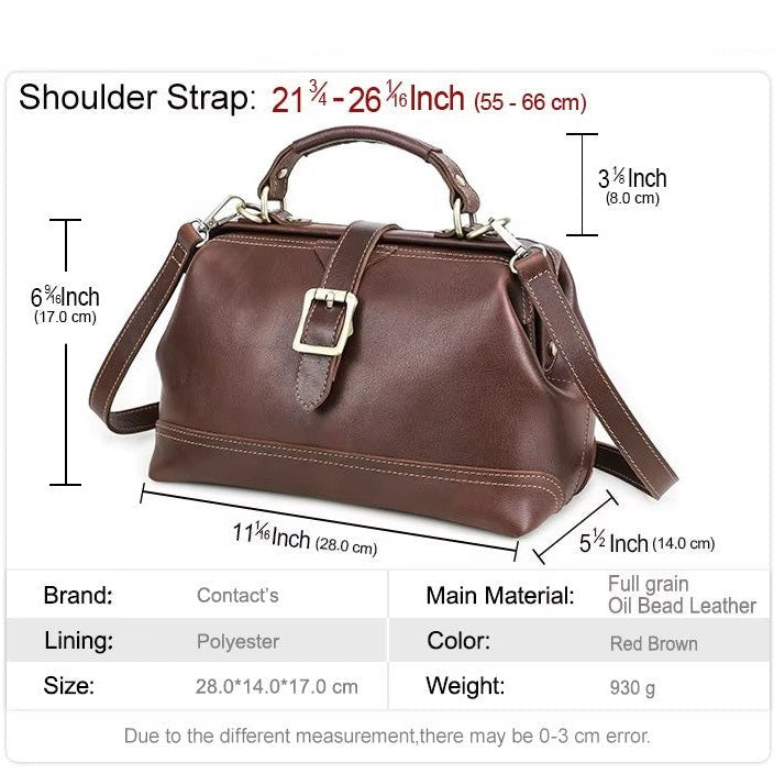 Women's Vintage Adjustable Strap Full-Grain Leather Crossbody Bag