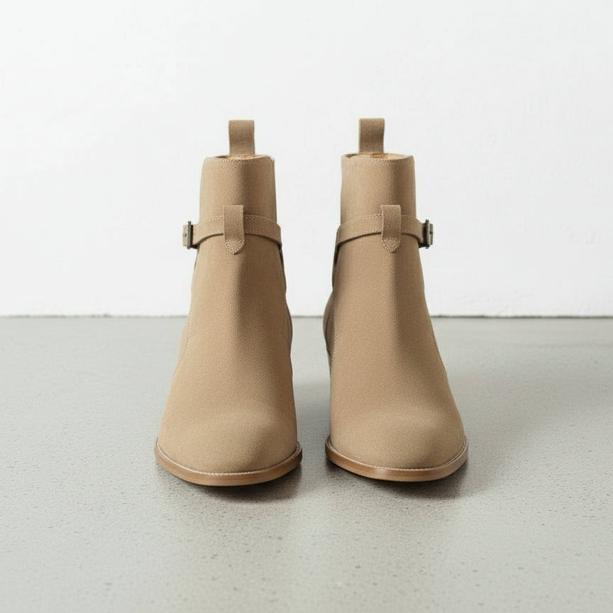 Handcrafted Beige Suede Ankle Boot for Men