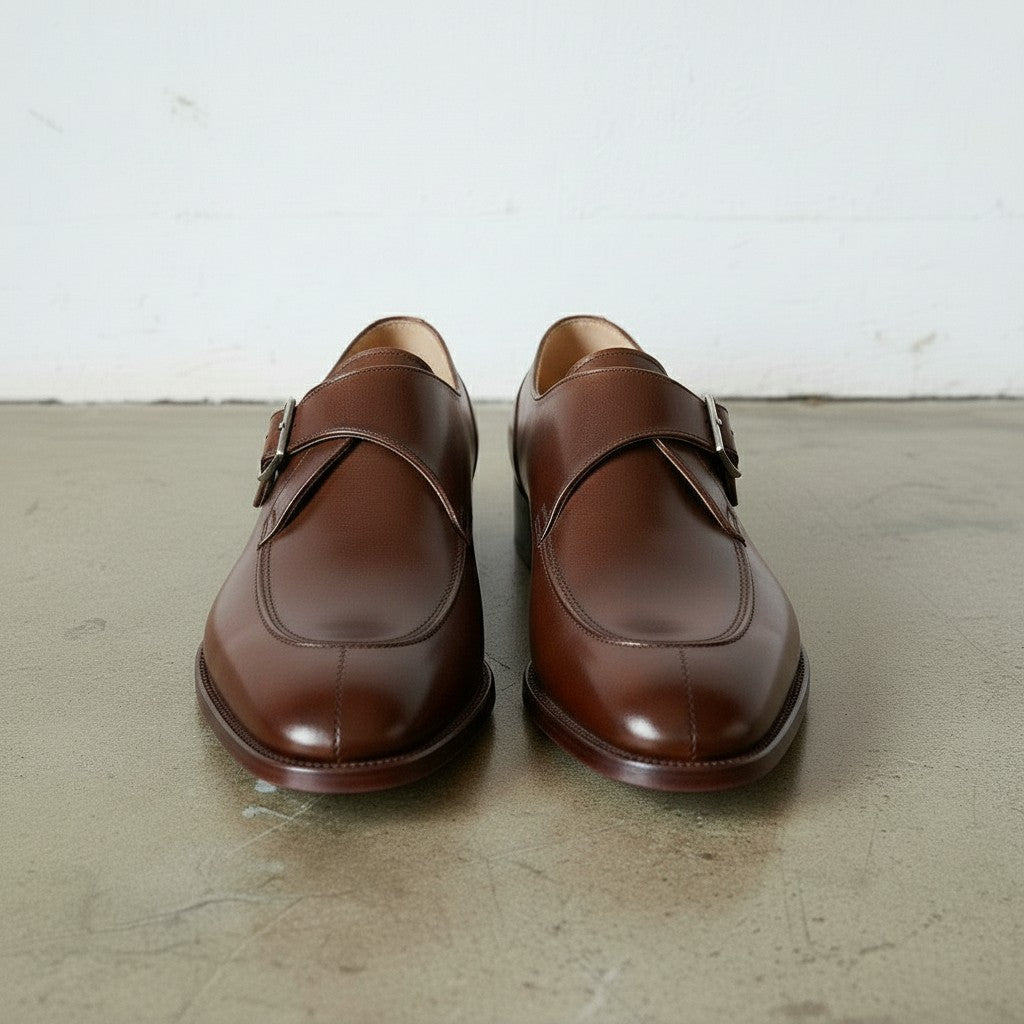 Men's Brown Monk Strap Leather Dress Shoes