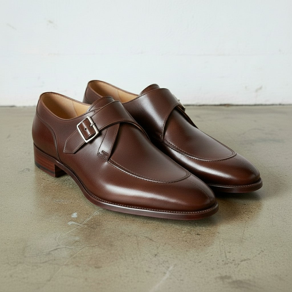 Men's Brown Monk Strap Leather Dress Shoes