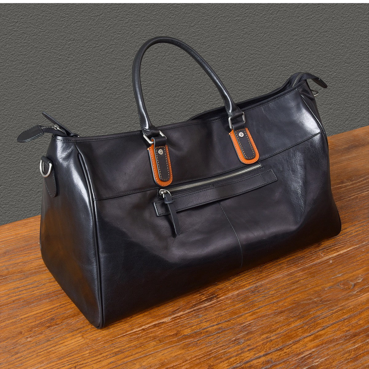 Men's Luxury Weekender Leather Luggage Duffel Travel Bag