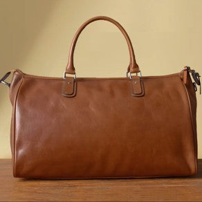 Men's Luxury Weekender Leather Luggage Duffel Travel Bag