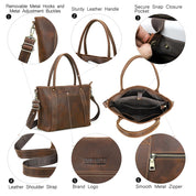 Unisex Full-Grain Leather Crossbody Tote Bag