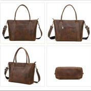 Unisex Full-Grain Leather Crossbody Tote Bag