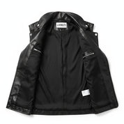 Men's Black Belted Vest Leather Jacket