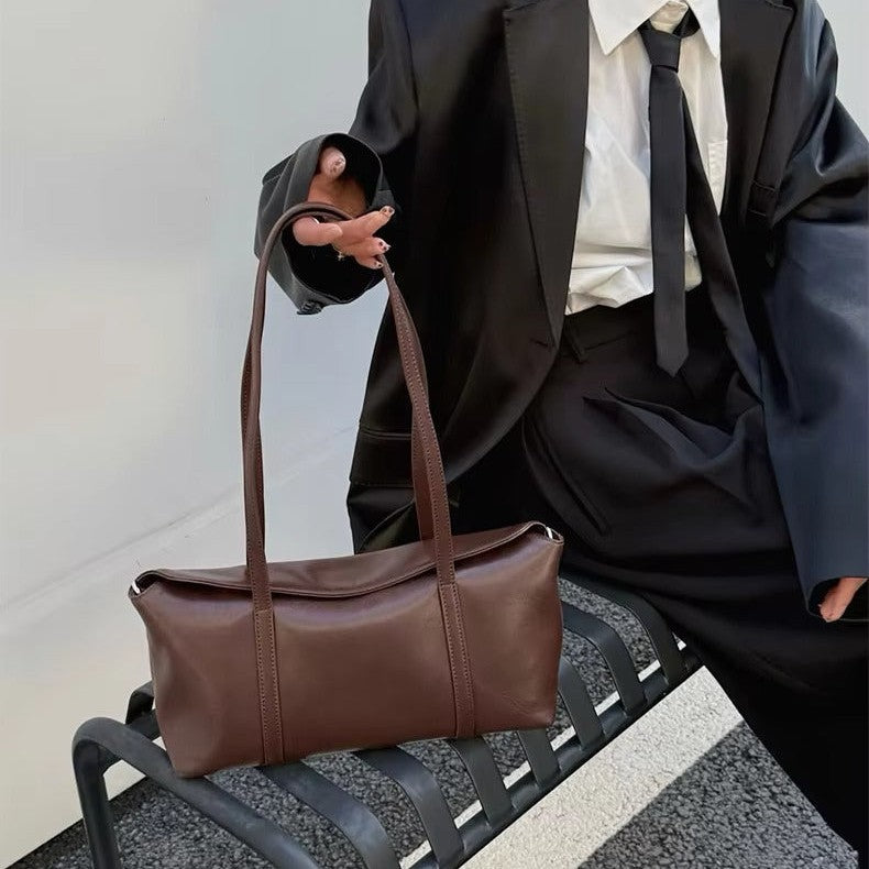 Women’s Full Grain Leather Shoulder Bag- Casual Underarm Handbag