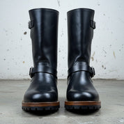 Men's Black  Buckle Full-Grain Leather Rider Boots