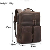 Full-Grain Leather Multi-pocket 16 Inch Laptop Backpack Bag