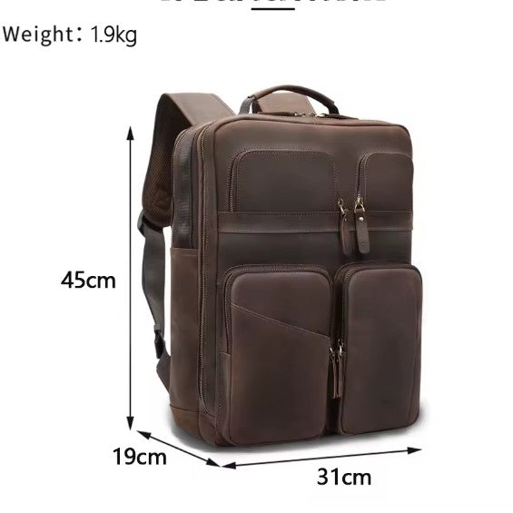 Men's Dark Brown Leather Backpack