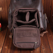 Full-Grain Leather Laptop Backpack with Tripod Holder