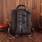 Full-Grain Leather Laptop Backpack with Tripod Holder