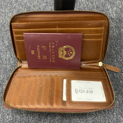 Women's Vintage RFID Zip-Around Full-Grain Leather Cardholder