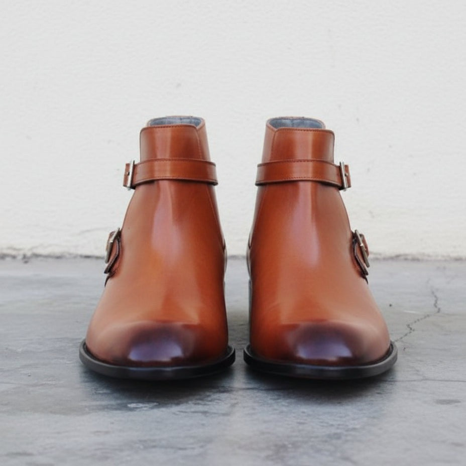 Handmade Men Tan Brown Jodhpurs Ankle Boot, Tan Color Ankle Casual Boot