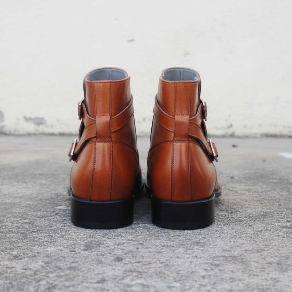 Handmade Men Tan Brown Jodhpurs Ankle Boot, Tan Color Ankle Casual Boot