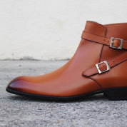 Handmade Men Tan Brown Jodhpurs Ankle Boot, Tan Color Ankle Casual Boot
