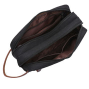 Handmade Canvas Zipper Waterproof Cosmetic Bag with Leather Handles