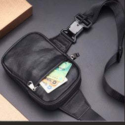 Full-Grain Leather Messenger Waist Bag, Mini Shoulder Bag