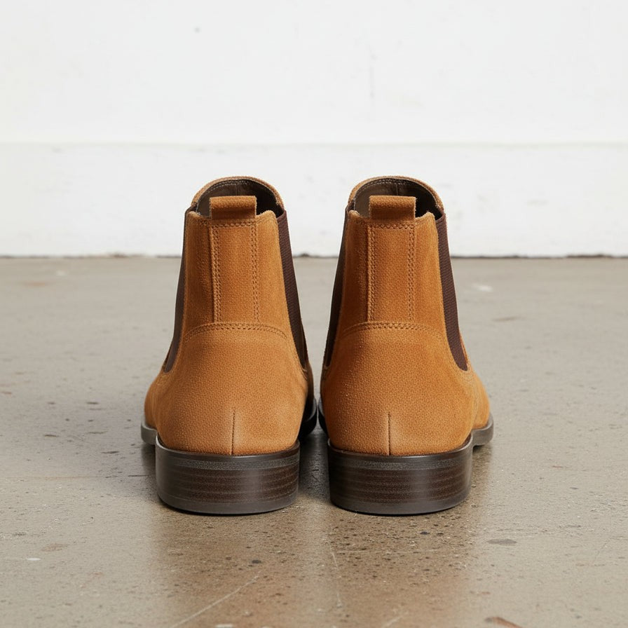 Handmade Mens Tan Color Suede Chelsea Boots, Tan Suede Ankle  display picture 3