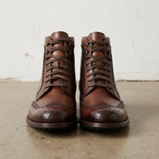 Handcrafted Men's Wing Tip Brogue Lace-Up Boot in Brown