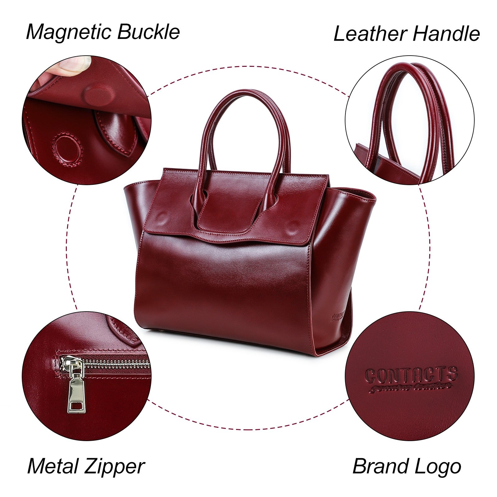Women's Full-Grain Leather Laptop Tote Bag
