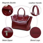 Women's Full-Grain Leather Laptop Tote Bag